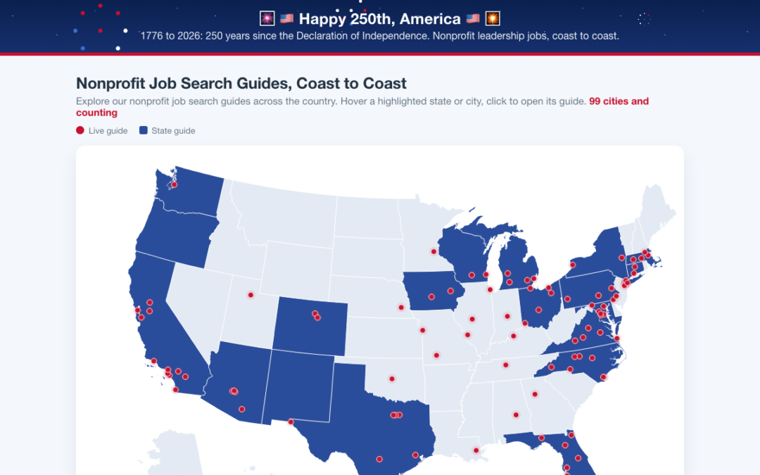 Nonprofit Job Search Guides Map, Coast to Coast